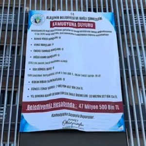 Alaşehir Belediyesi ilk 5,5 ayda 84,4 milyon lira bütçe fazlası verdi